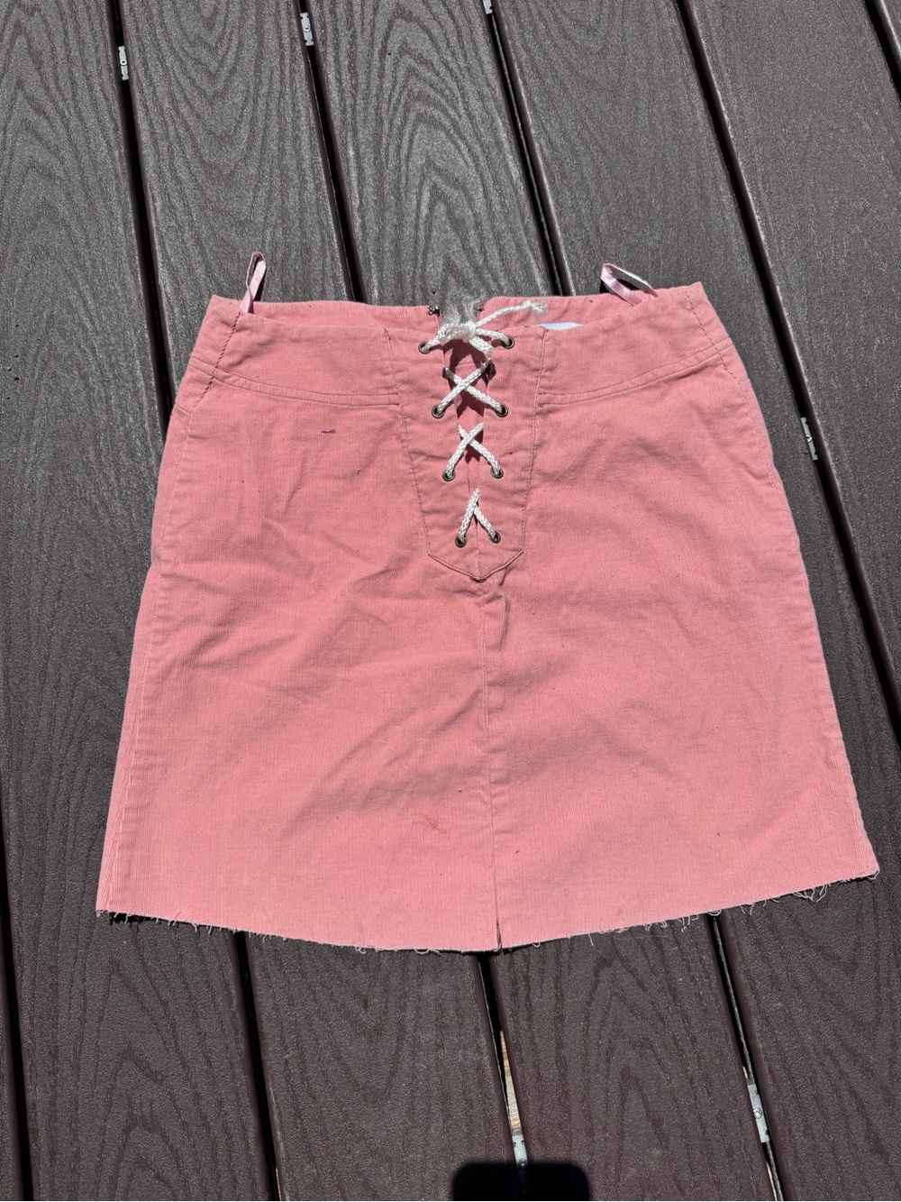 Salmon/Pinky Lace-Up Mini Skirt